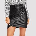 Shein Asymmetrical Zip Pu Bodycon Skirt