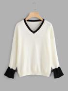 Shein Contrast Trim Drop Shoulder Jumper