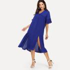 Shein Fluted Sleeve Split Hem Dress