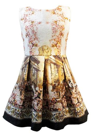 Shein White Contrast Black Sleeveless Vintage Floral Dress