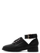 Shein Black Cutout Ankle Strap Studded Flats