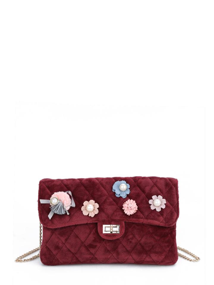 Shein Flower Embellished Twist Lock Quilted Bag