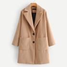 Shein Button Detail Notched Neckline Coat