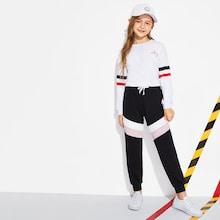 Shein Girls Color-block Tapered Pants