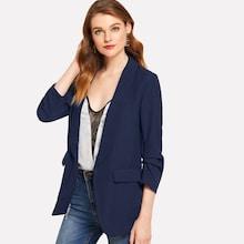 Shein Gathered Sleeve Shawl Collar Blazer