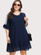 Shein Beading Neck Lace Accent Ruffle Dress