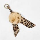 Shein Pom Pom Bag Accessory With Leopard Scarf