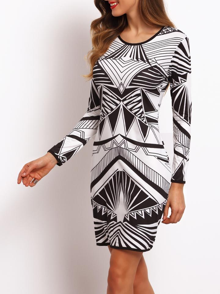 Shein Geometry Print Sheath Dress
