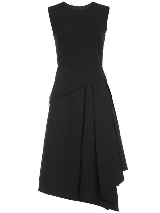 Shein Black Crew Neck Asymmetric Dress