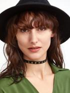 Shein Gold Star Embellished Black Leather Choker