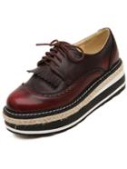 Shein Wine Red Thick-soled Vintage Pu Flats