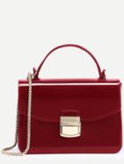 Shein Red Pushlock Closure Plastic Handbag With Chain