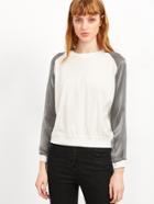 Shein White Contrast Sleeve Sweatshirt