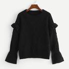 Shein Ruffle Detail Bell Sleeve Solid Jumper