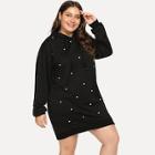 Shein Plus Beaded Decoration Hooded Dress