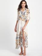 Shein Graphic Print Split Front Maxi Cover Up