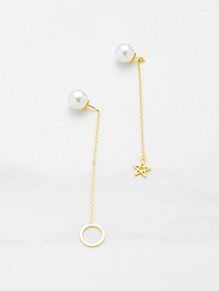 Shein Ring & Star Design Mismatch Drop Earrings