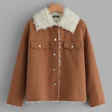 Shein Flap Pocket Faux Fur Buttoned Coat