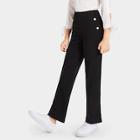 Shein Girls Button Detail Solid Pants