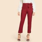 Shein Ring Detail Knot Waist Solid Pants