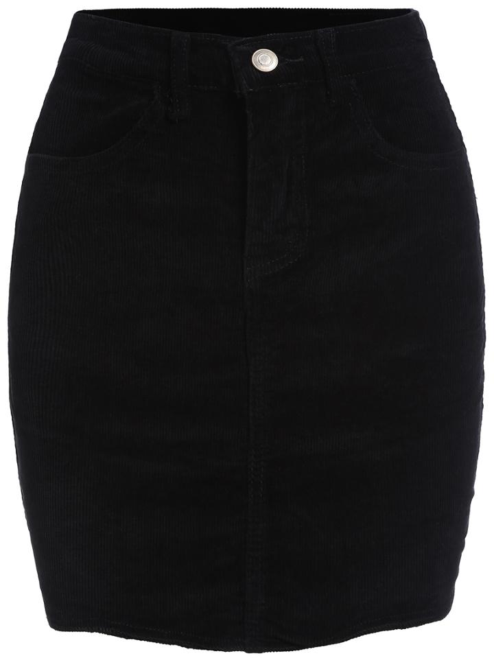 Shein Black Bodycon Corduroy Skirt