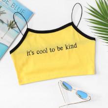 Shein Letter Print Contrast Trim Crop Cami Top