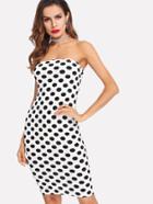 Shein Polka Dot Print Bandeau Dress