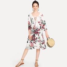 Shein Lace Applique Botanical Dress