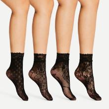 Shein Flower Pattern Ankle Socks 4pairs