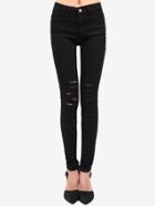 Shein Ripped Denim Slim Black Pant Stylish Cosy Curved Jeans