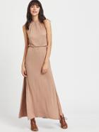 Shein Drawstring Halter Elasticized Waist Slit Dress