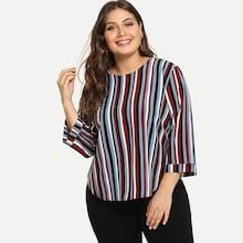 Shein Plus Rainbow Striped Blouse