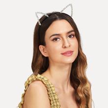 Shein Cat Ear Design Headband With Rhinestone