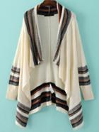 Shein Multicolor Stripe Trim Asymmetric Cardigan