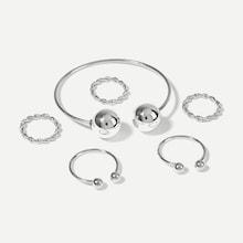 Shein Ball Cuff Bracelet 1pc & Ring Set 5pcs