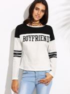 Shein Color Block Letter Print Long Sleeve T-shirt