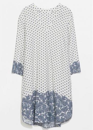 Rosewe Loose Print Design Three Quarter Sleeve Mini Dress
