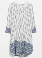 Rosewe Loose Print Design Three Quarter Sleeve Mini Dress