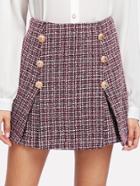 Shein Double Button Tweed Skirt