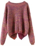 Shein Long Sleeve Slit Back Purple Sweater