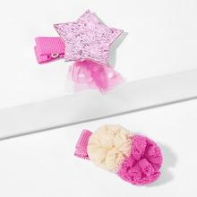 Shein Girls Star & Mesh Decorated Hair Clip 2pcs