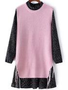Shein Pink Black Polka Dot Tassel Two Pieces Dress