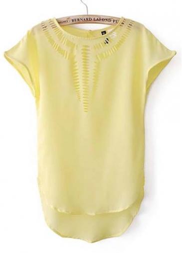 Rosewe Adorable Round Neck Hollow Design T Shirt For Lady