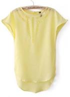 Rosewe Adorable Round Neck Hollow Design T Shirt For Lady