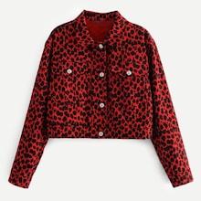 Shein Leopard Print Pocket Front Jacket