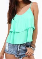 Rosewe Flouncing Design Chiffon Mint Green Camisole