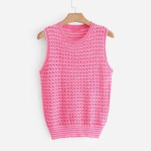 Shein Open-knit Stripe Trim Vest