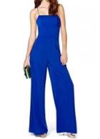Rosewe Sexy Off The Shoulder Open Back Jumpsuit Blue