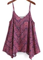 Shein Rose Red Spaghetti Strap Floral Cami Top