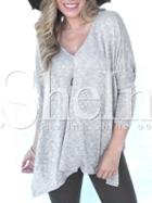 Shein Grey Side Slit Asymmetric T-shirt